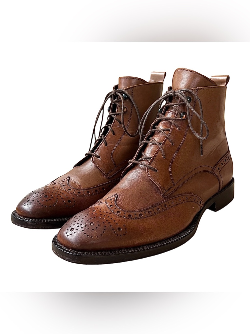 TO BOOT Brown Leather Wingtip Lace Up Boots